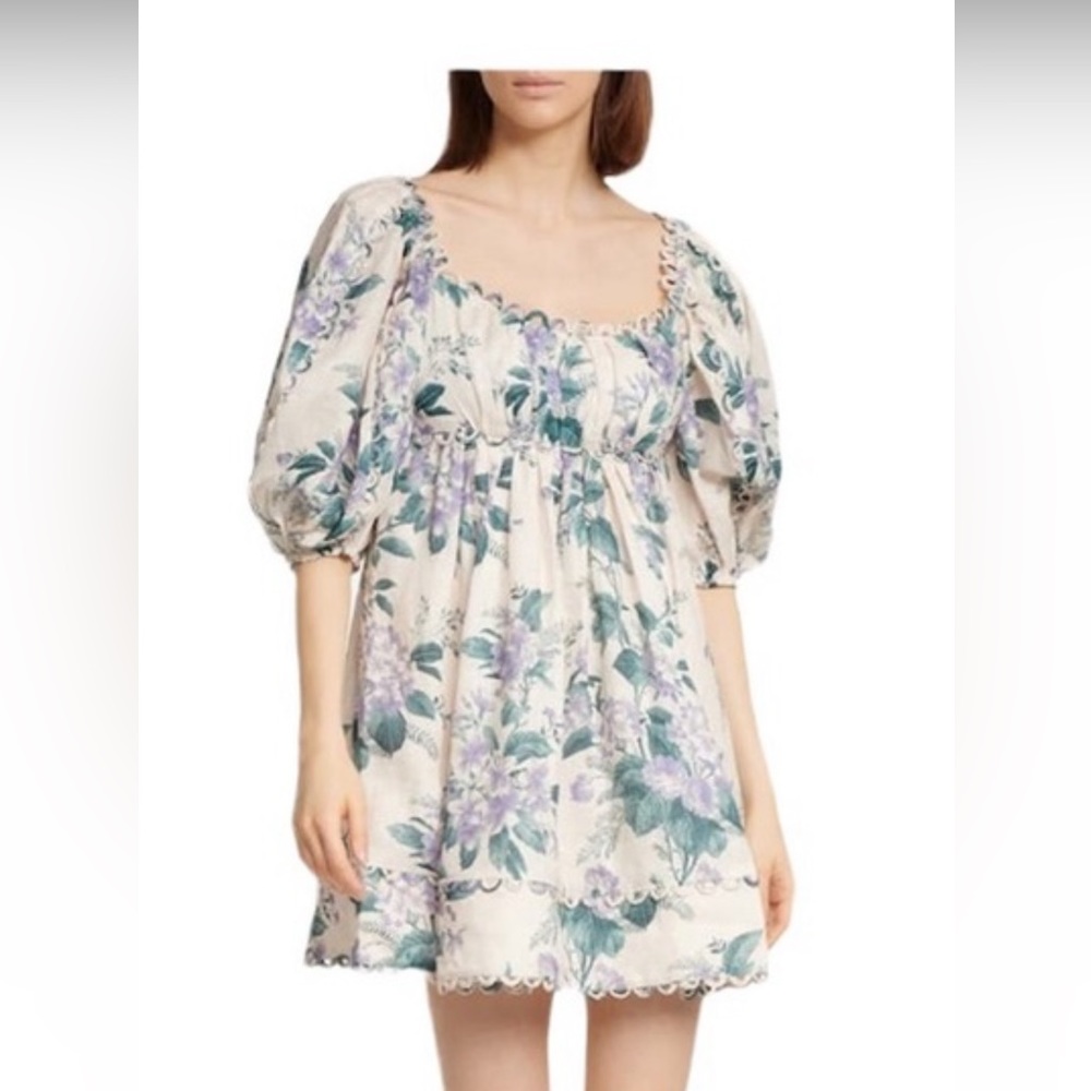 Zimmerman floral hydrangea linen mini dress